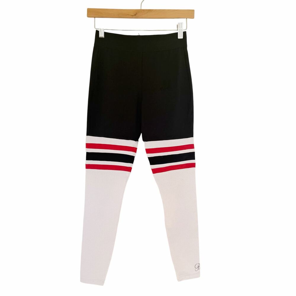 Bombshell Sportswear Color Block Black White Red Leggings Sz S
